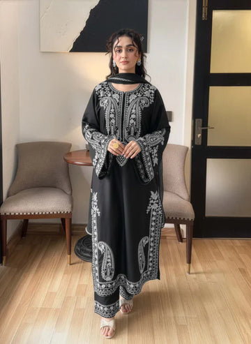 Aafreen Embroidered 3pc - Black