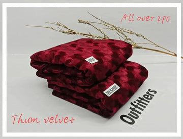 2pc Elegant Velvet pluchi Winter Collection  D-7512