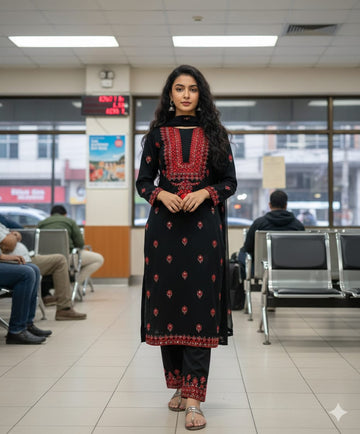 2pc-Embroidery Lawn Cotton (red)