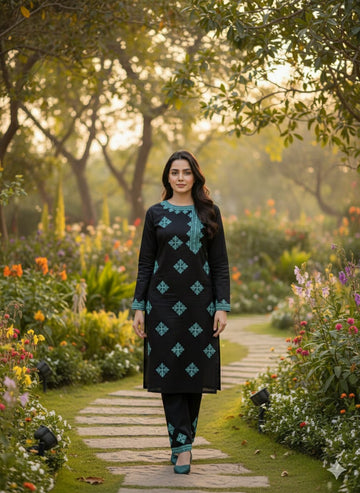 2pc-Embroidery Lawn Cotton (blue-side gala)