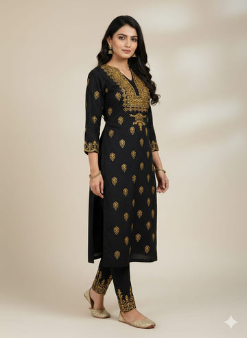 2pc-Embroidery Lawn Cotton (golden)