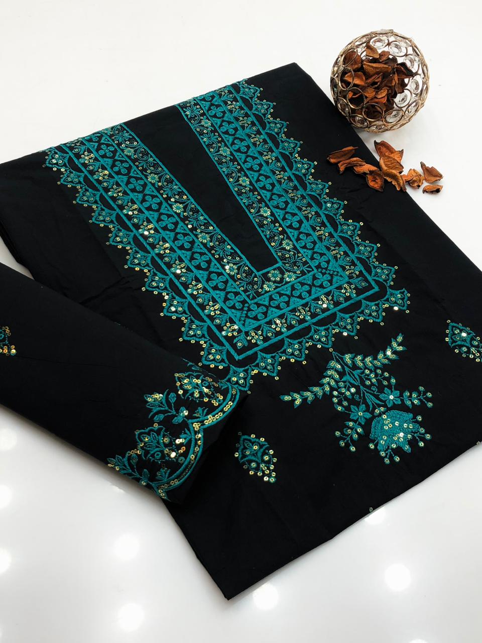 2pc-Embroidery Lawn Cotton (blue-gala)