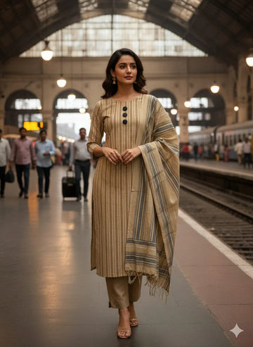 LAWN 3PC MULTANI KHADDI [CREEM]